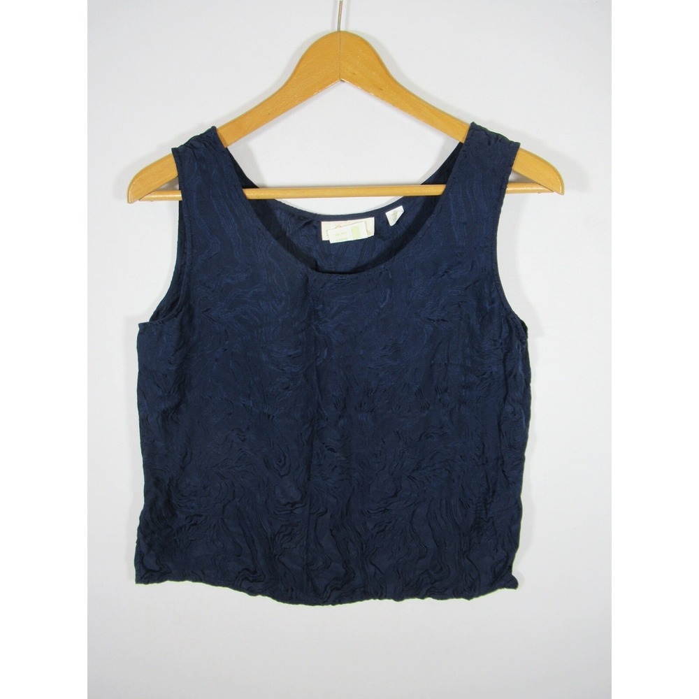 Vintage Delicates Silk Camisole Tank Top Women Medium Satin Blue Sleeveless